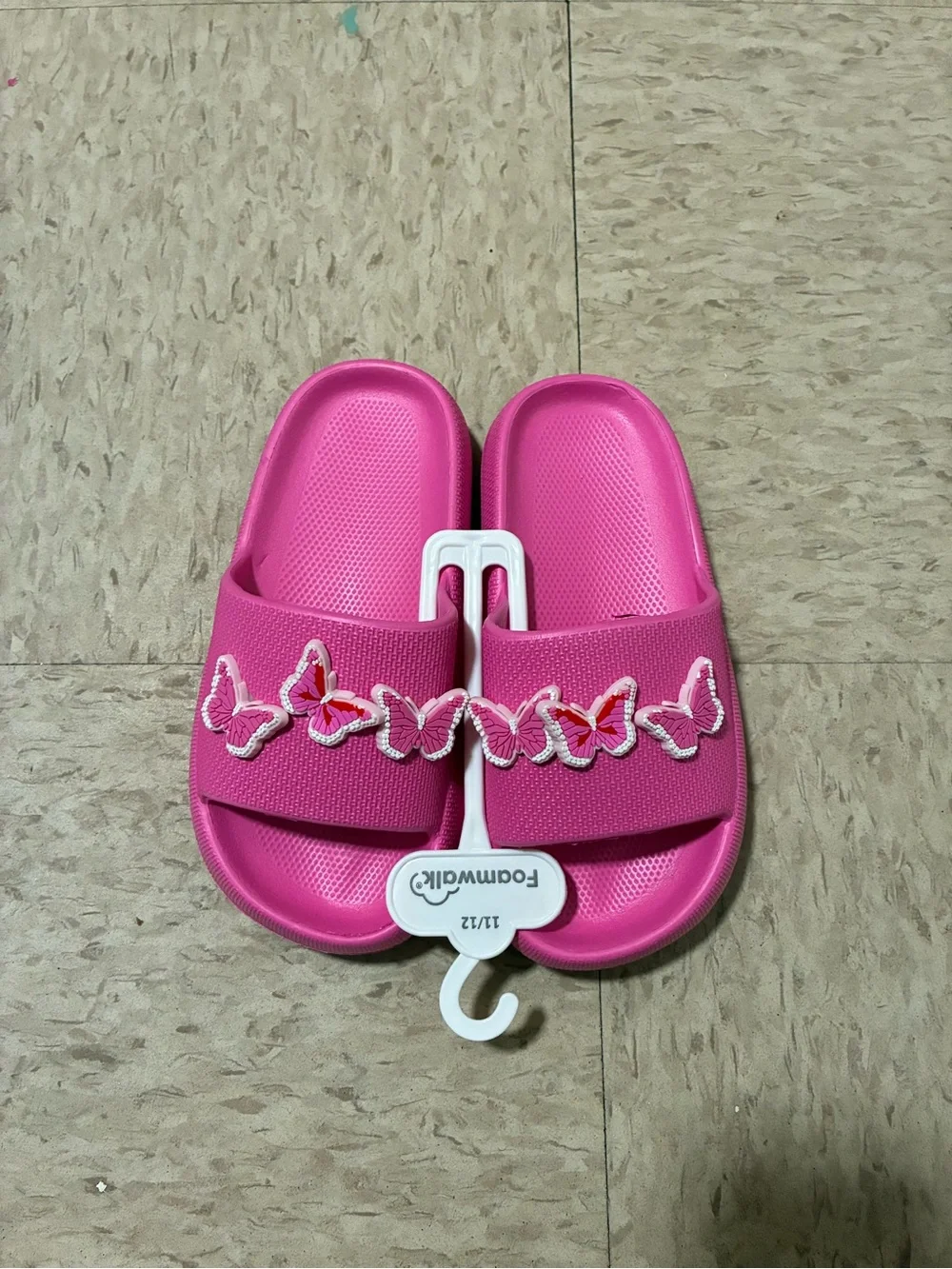 Girls' Pink Butterfly Slide Sandals